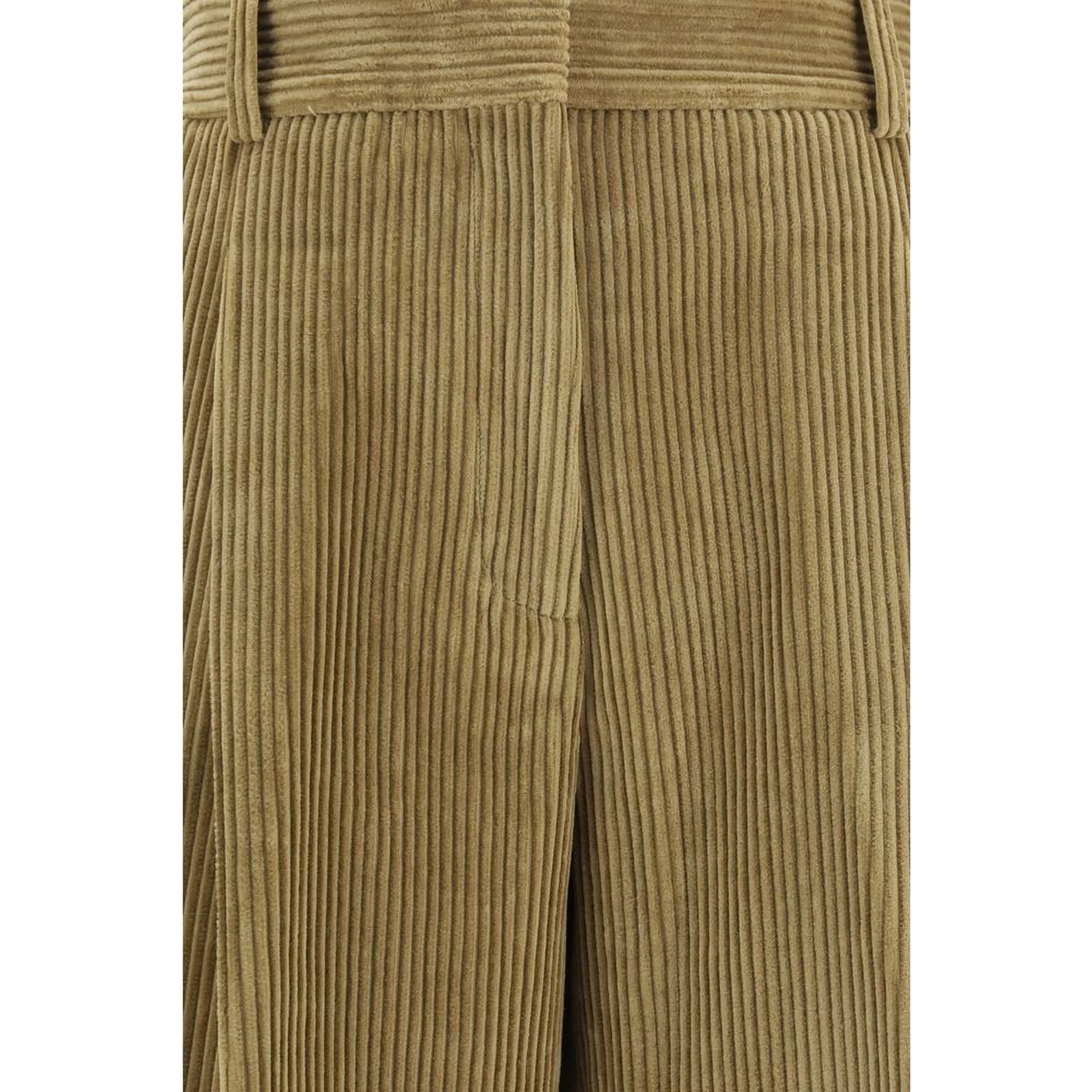 Beige Cotton Flared Pants
