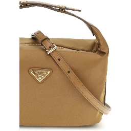 Beige Recycled Polyamide Shoulder Bag