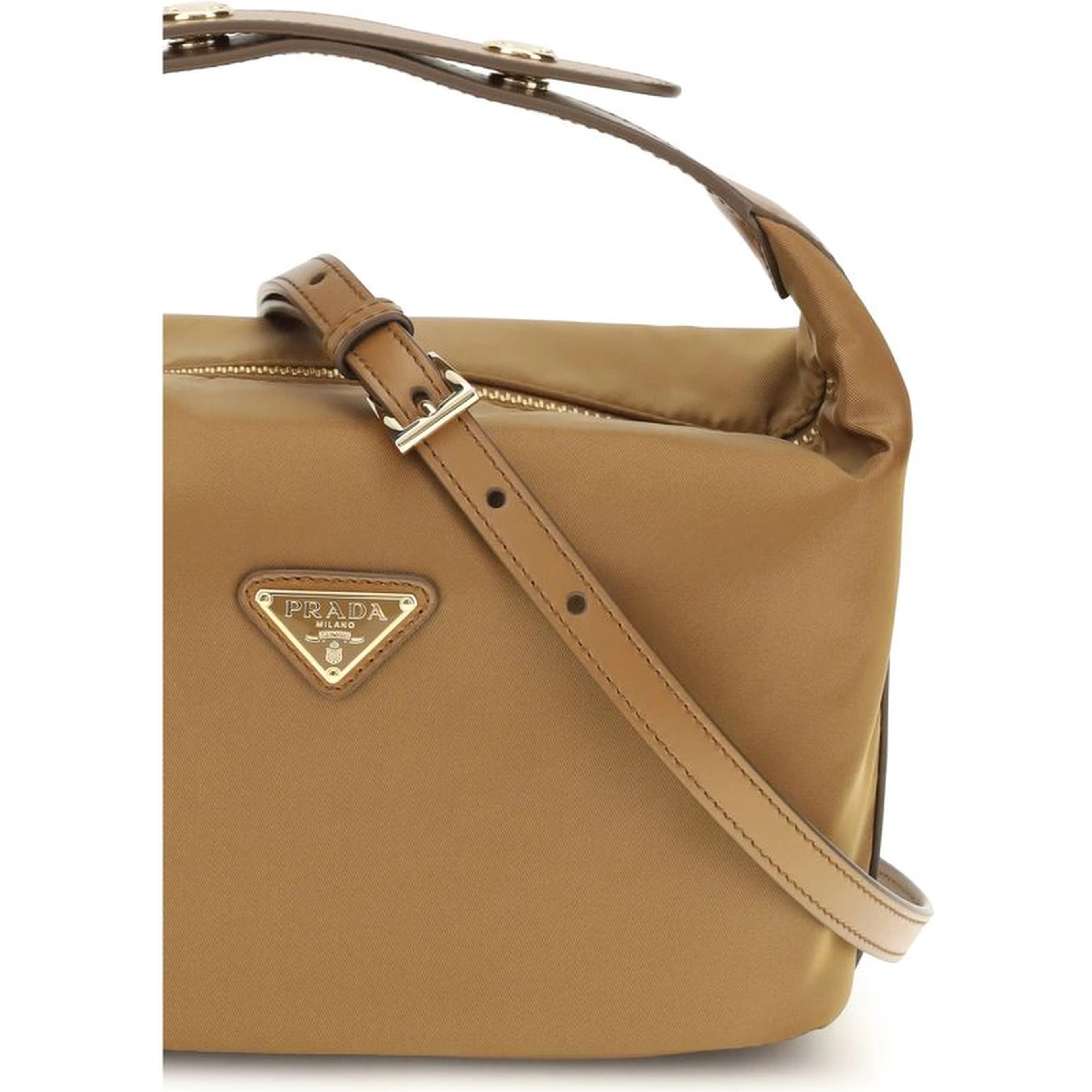 Beige Recycled Polyamide Shoulder Bag