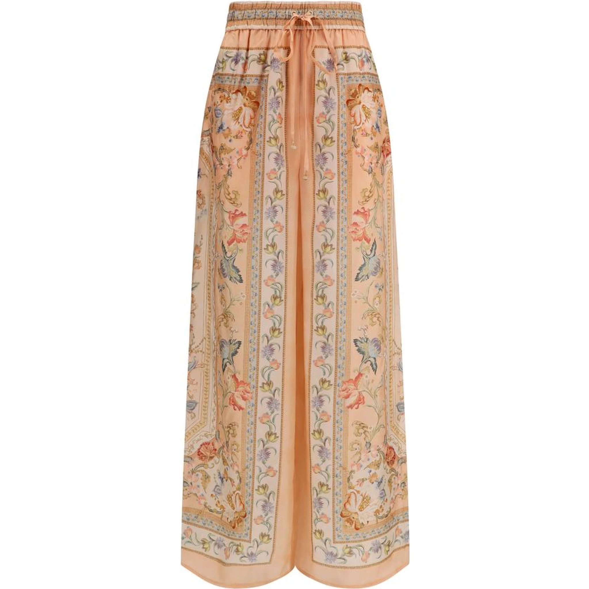 Multicolor Silk Casual Pants