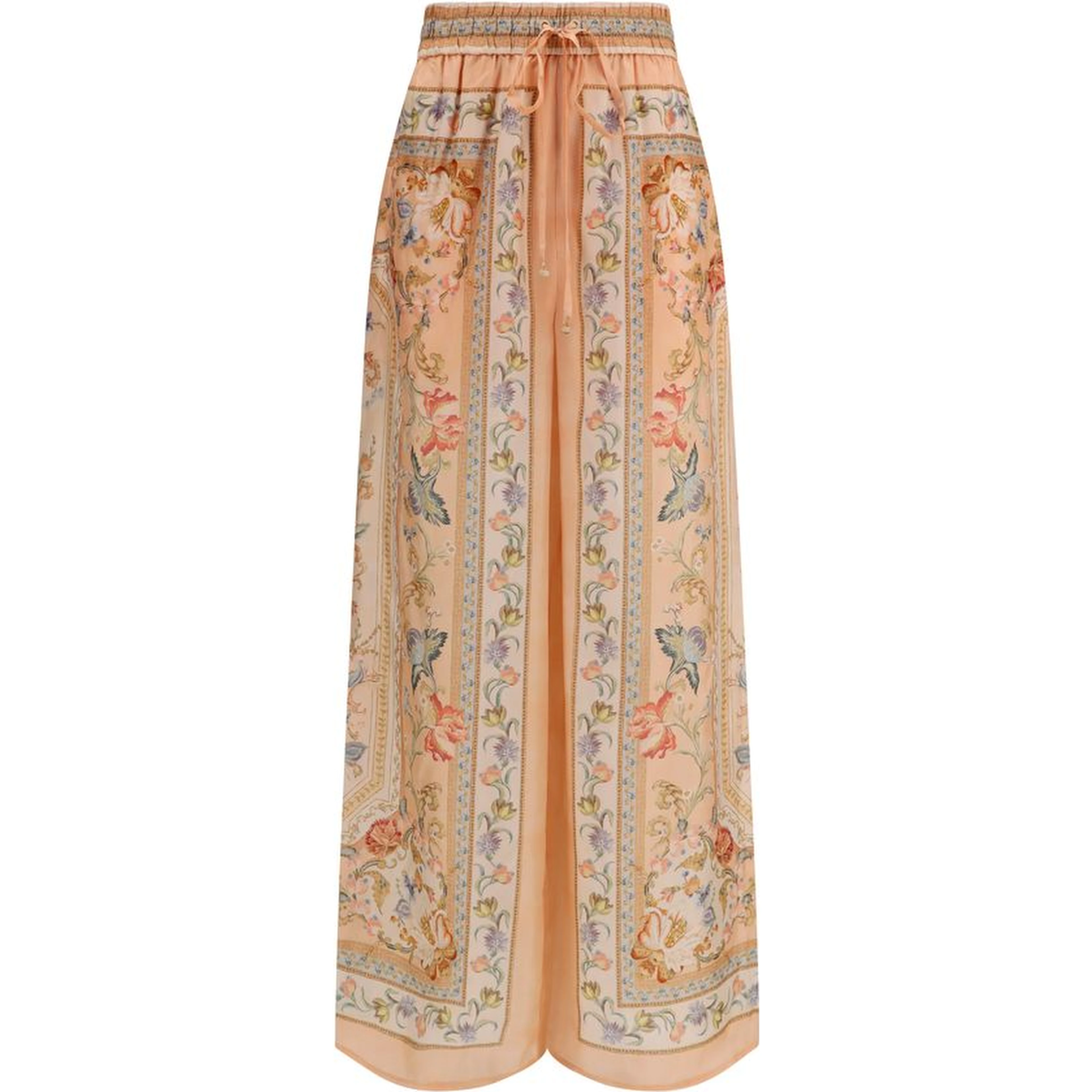 Multicolor Silk Casual Pants