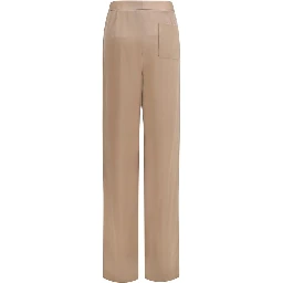Beige Silk Casual Pants