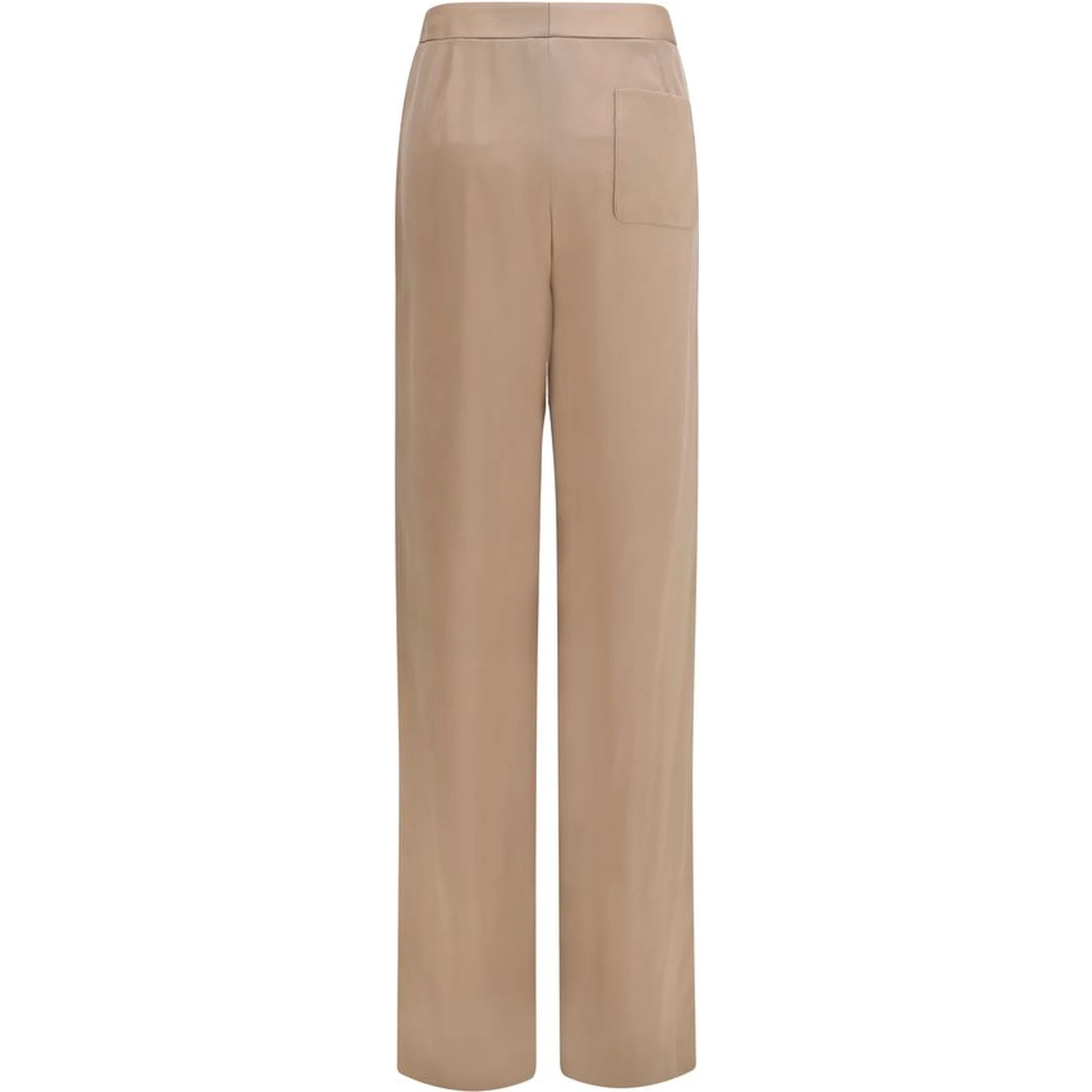 Beige Silk Casual Pants
