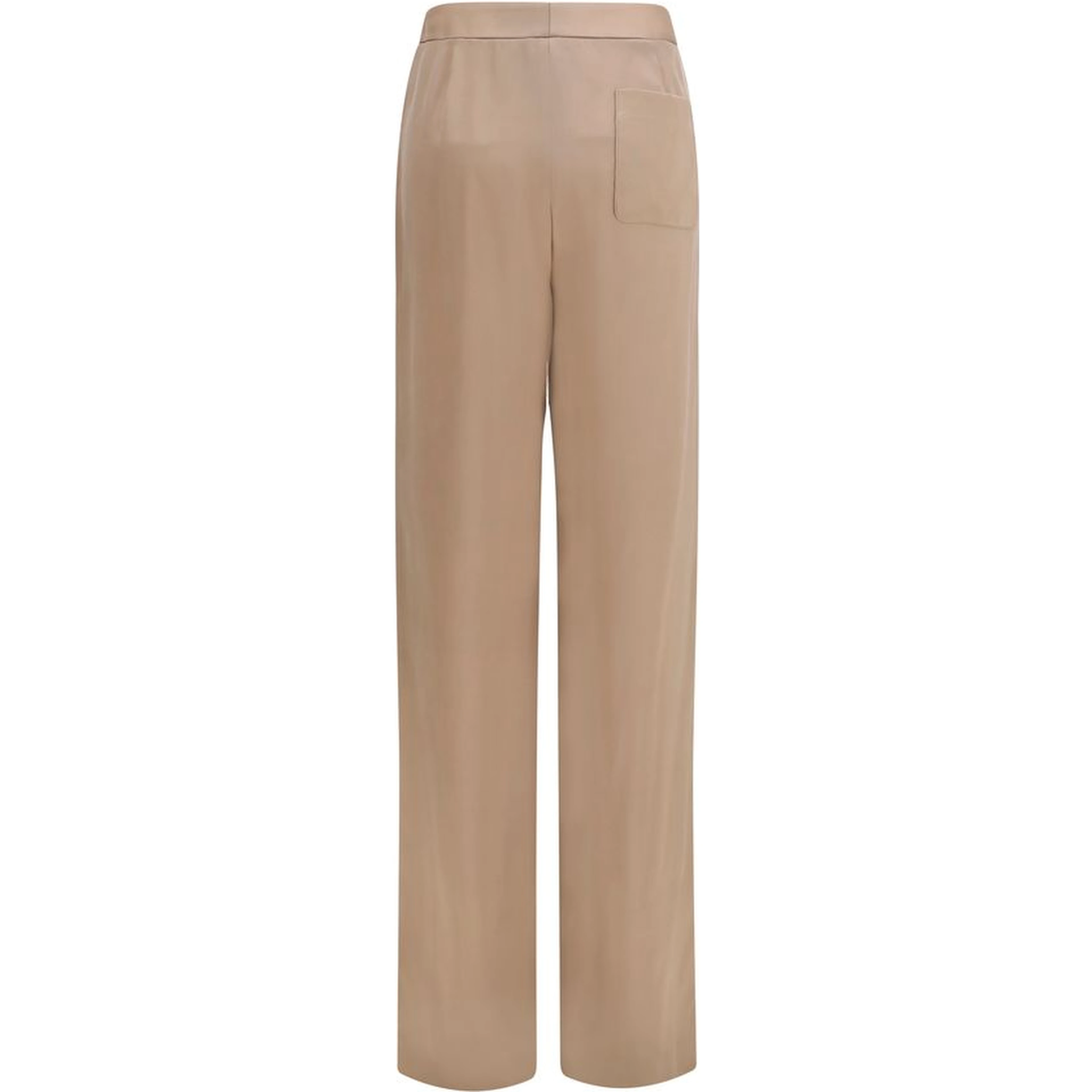 Beige Silk Casual Pants