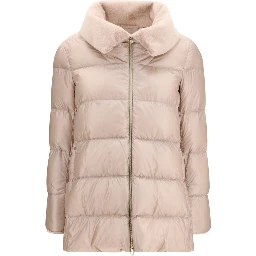 Beige Goose Down Full-Length Jacket