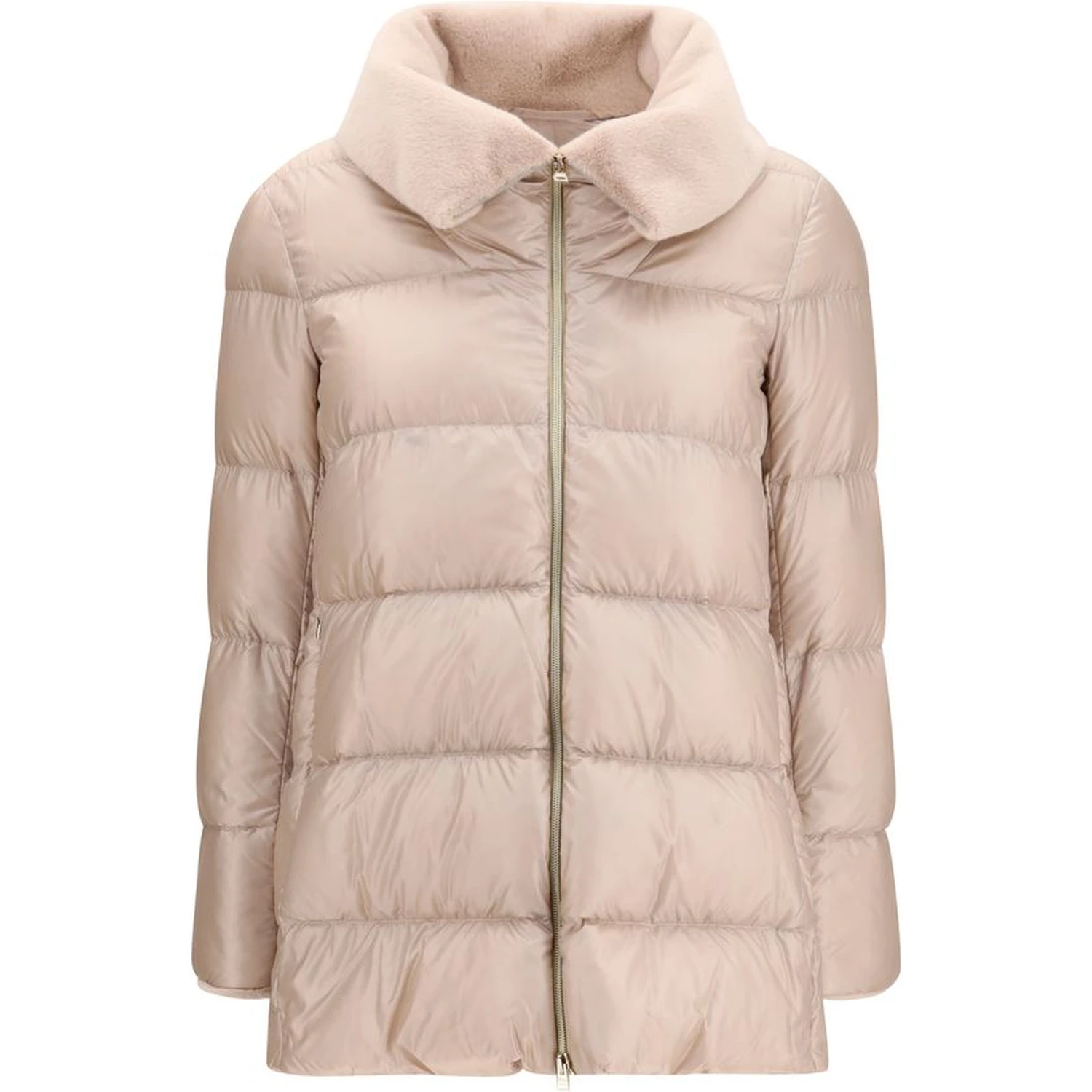 Beige Goose Down Full-Length Jacket