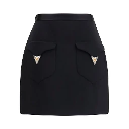 Black Wool Oves Aries Mini Skirt