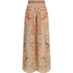 Multicolor Silk Casual Pants