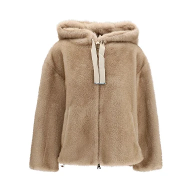 Beige Polyester Full-Length Jacket