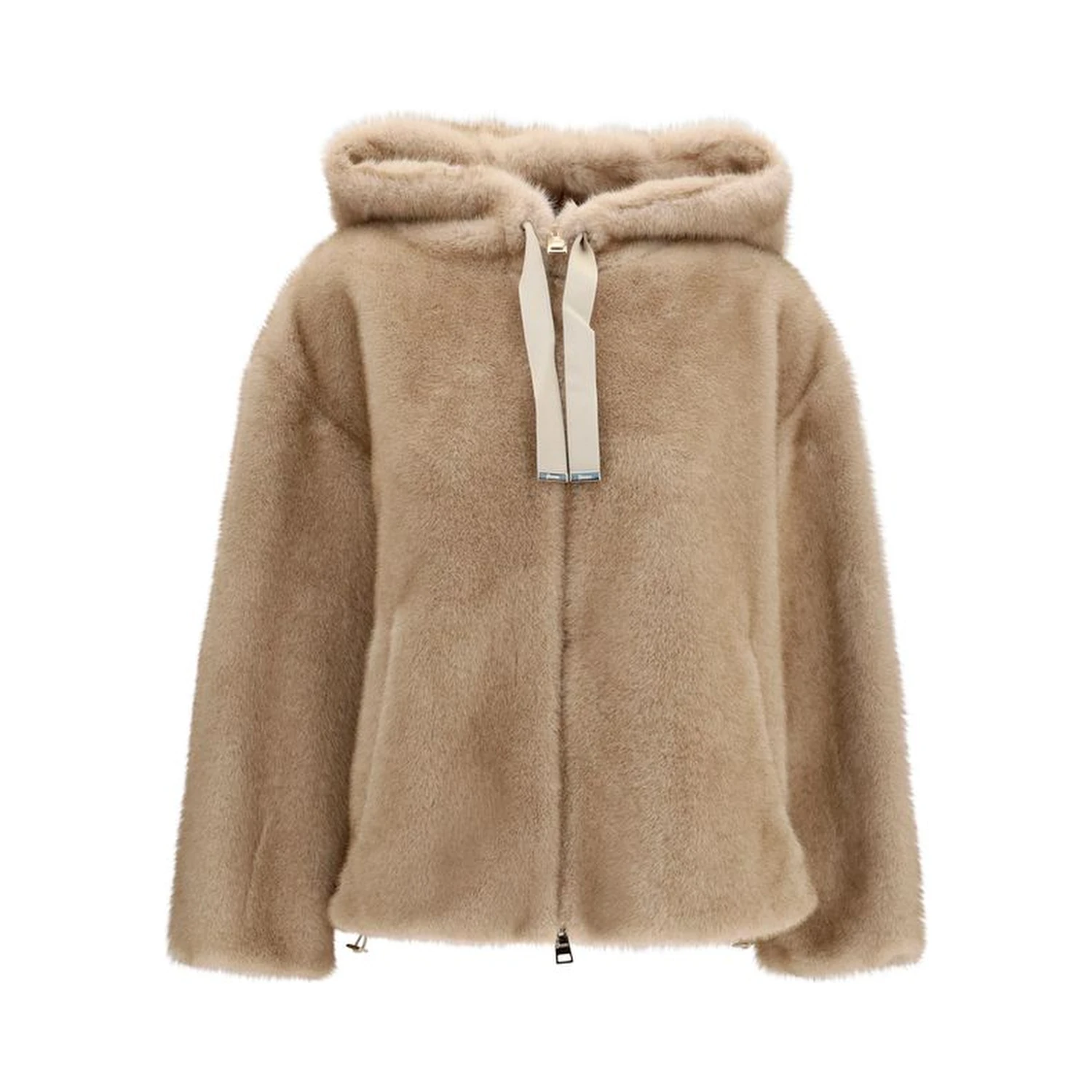 Beige Polyester Full-Length Jacket