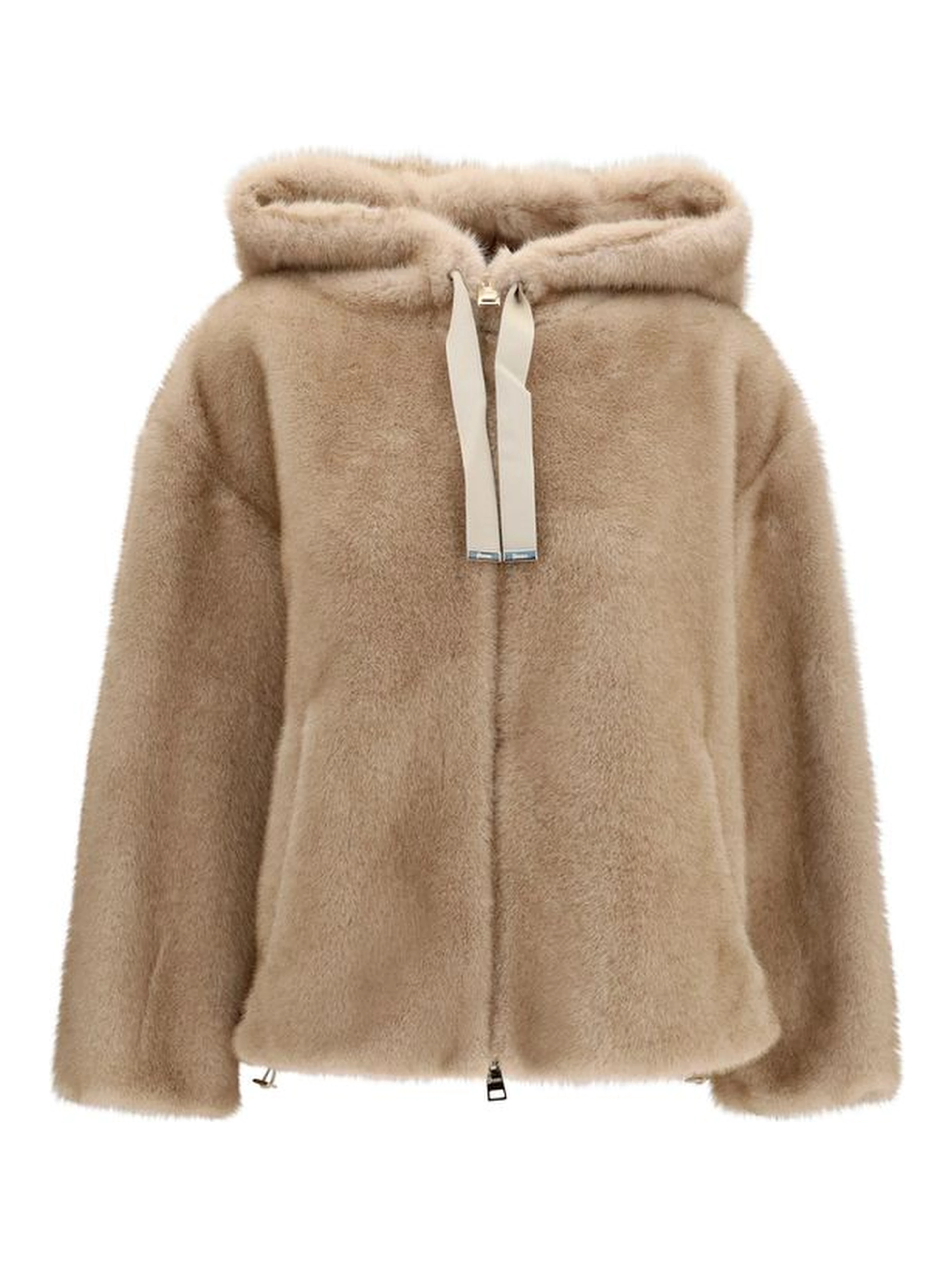 Beige Polyester Full-Length Jacket