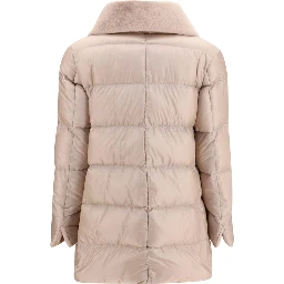 Beige Goose Down Full-Length Jacket