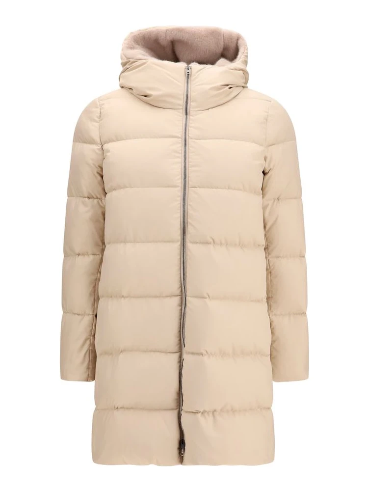 Beige Polyester Full-Length Jacket