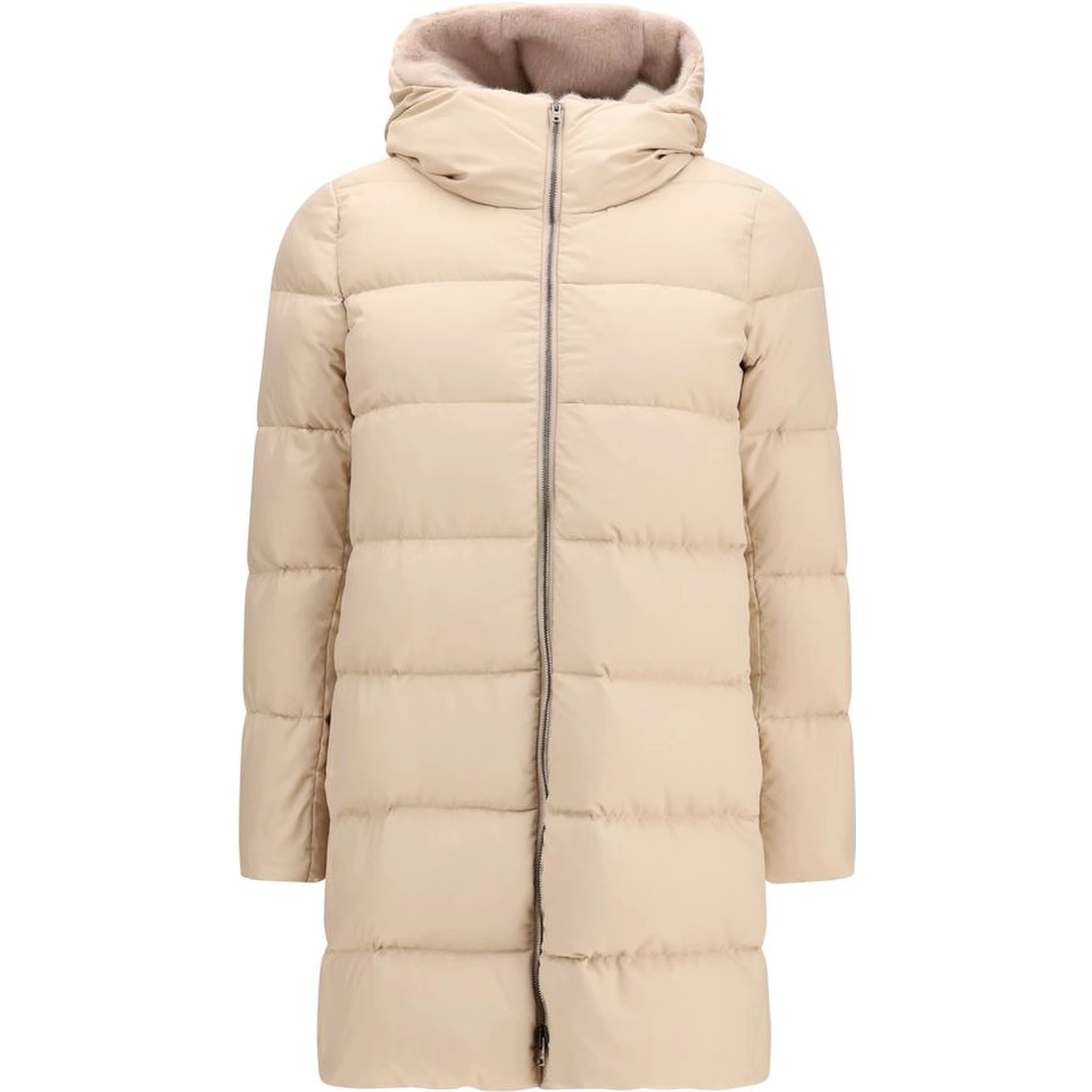 Beige Polyester Full-Length Jacket