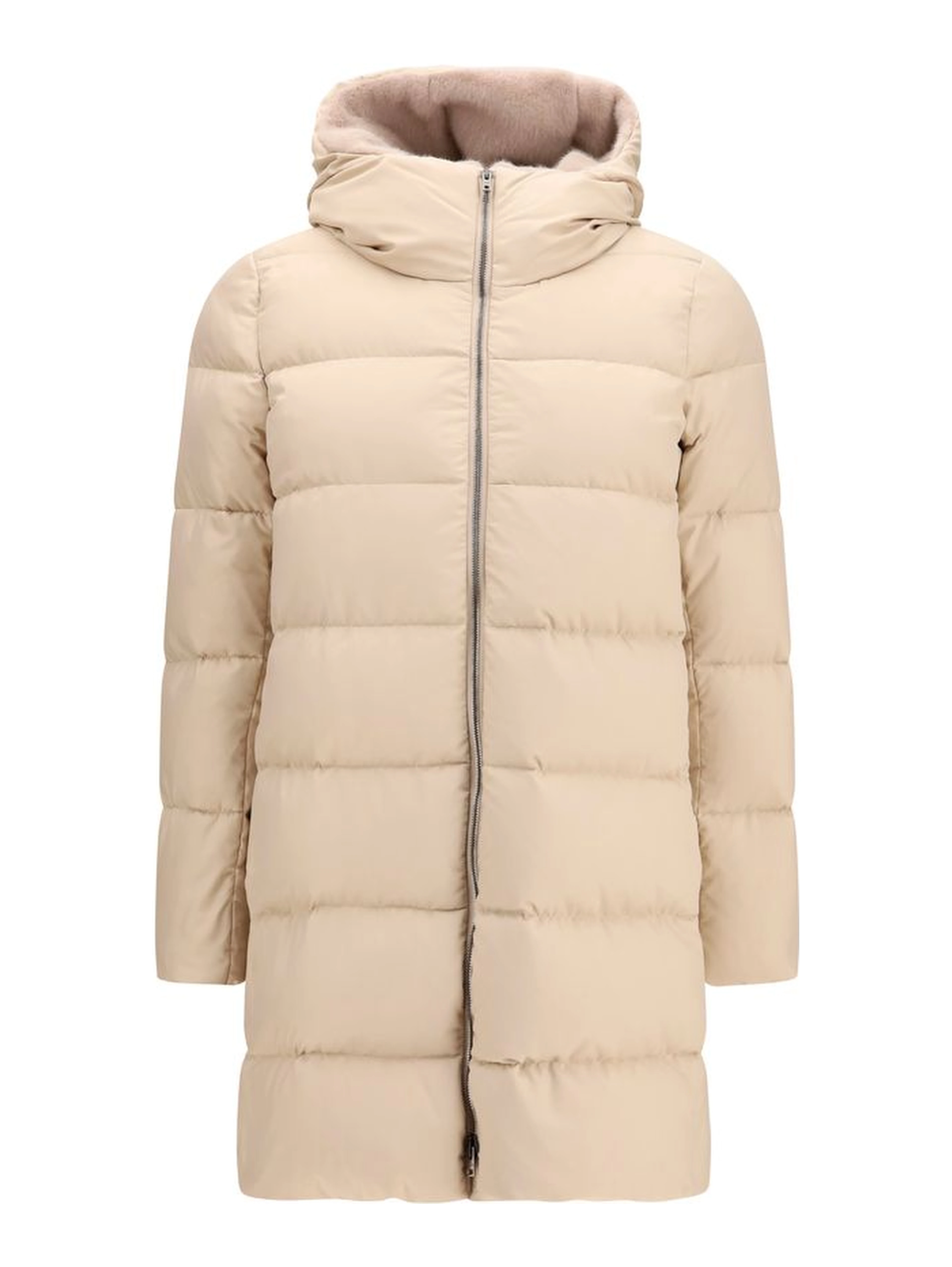 Beige Polyester Full-Length Jacket