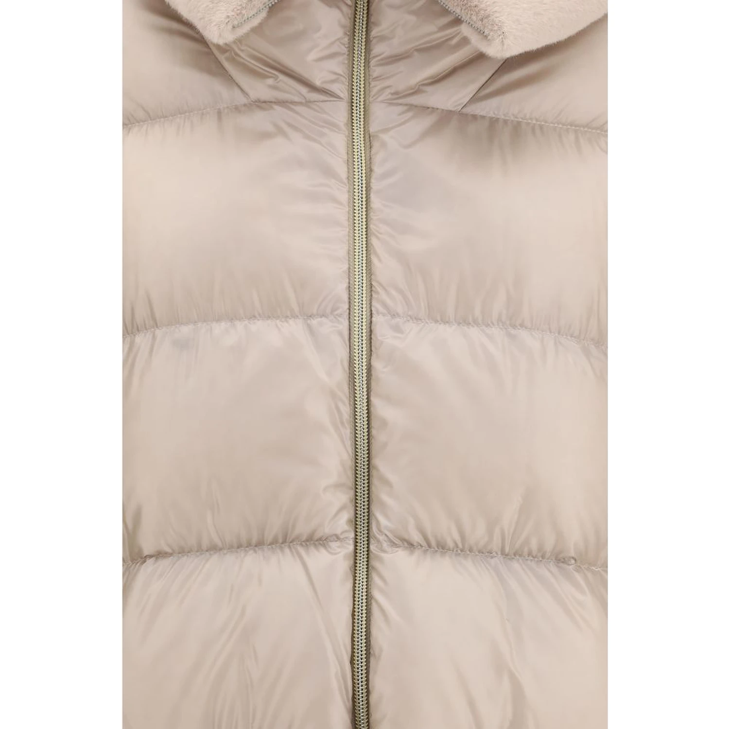 Beige Goose Down Full-Length Jacket