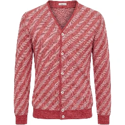 Red Linen Men Cardigan