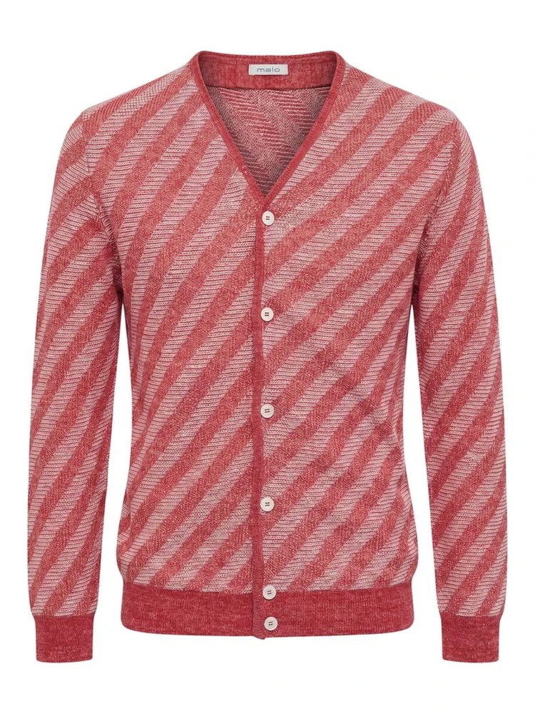 Red Linen Men Cardigan