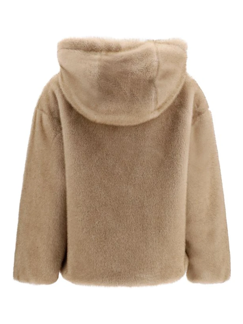 Beige Polyester Full-Length Jacket