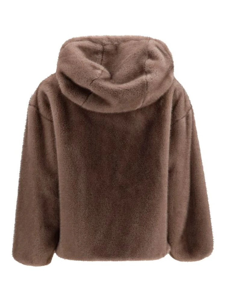 Brown Polyester Full-Length Jacket alternative