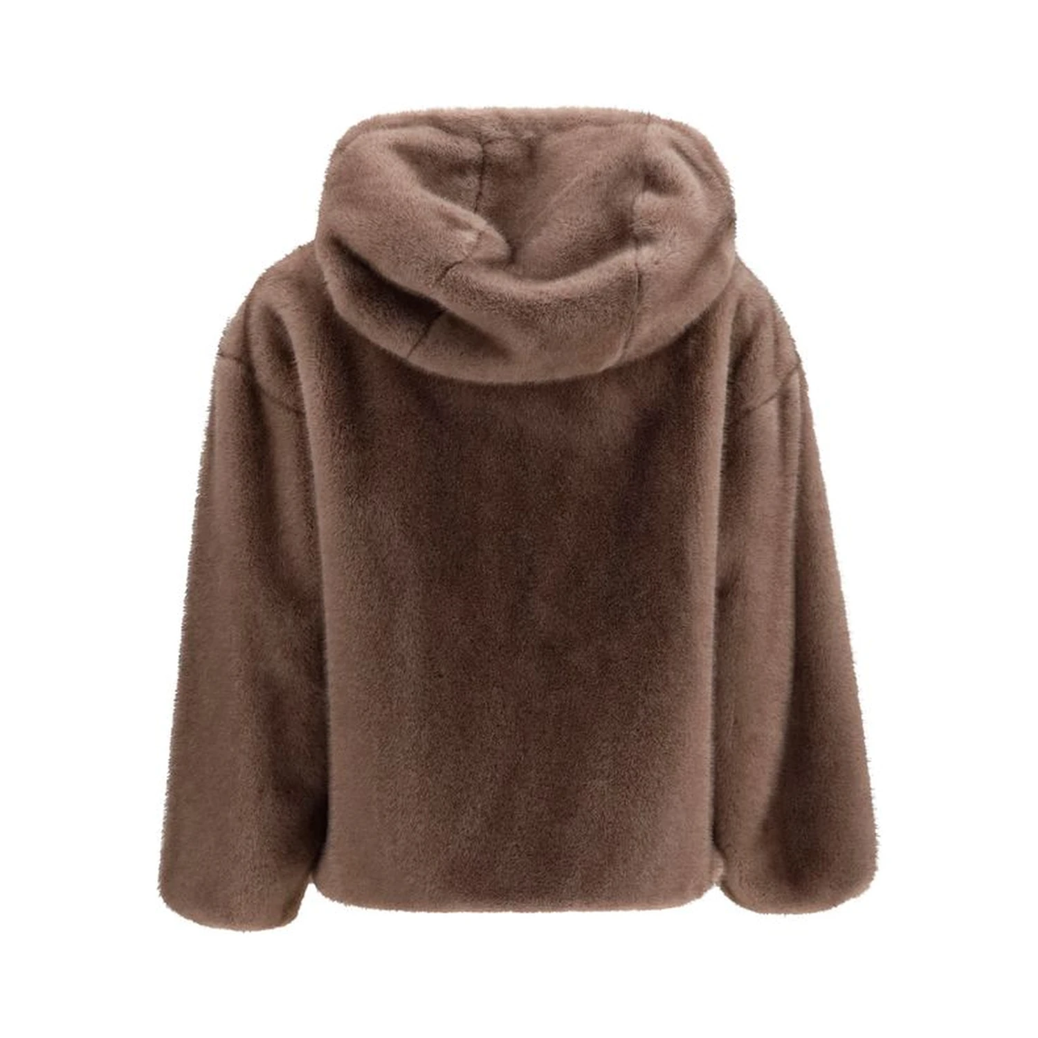 Brown Polyester Full-Length Jacket