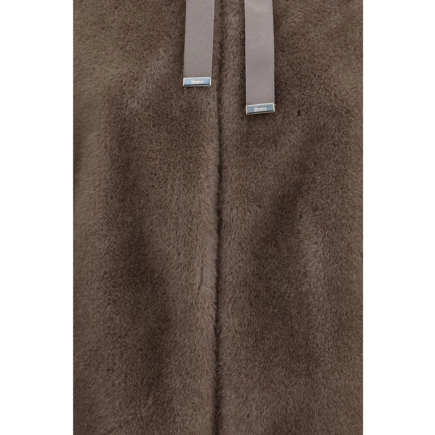 Brown Polyester Full-Length Jacket