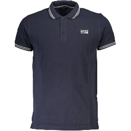 Blue Cotton Men Polo Shirt