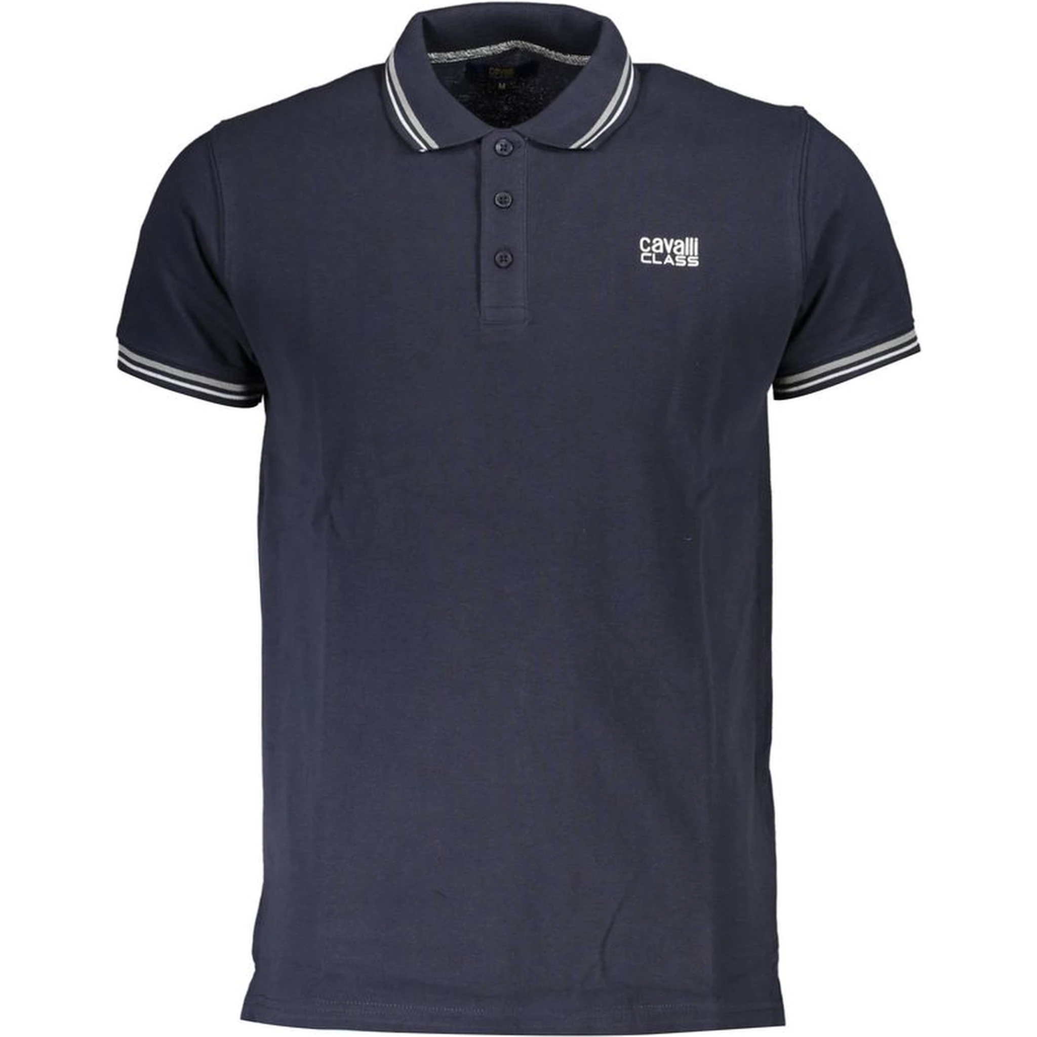 Blue Cotton Men Polo Shirt