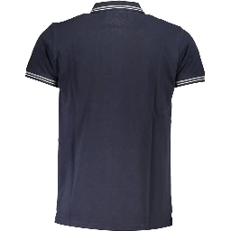 Blue Cotton Men Polo Shirt