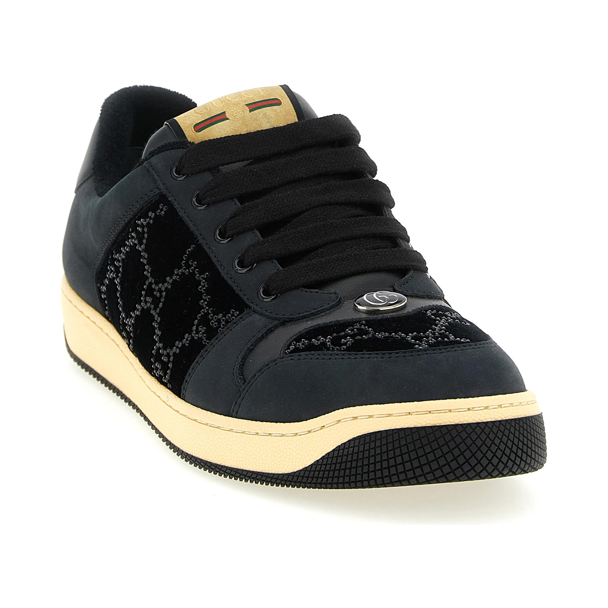 Black Cotton Low Top Sneakers