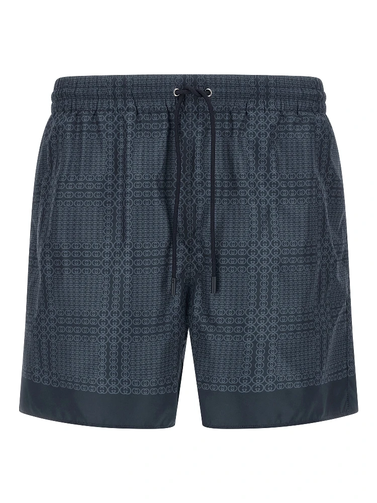 Blue Polyester Swim Shorts