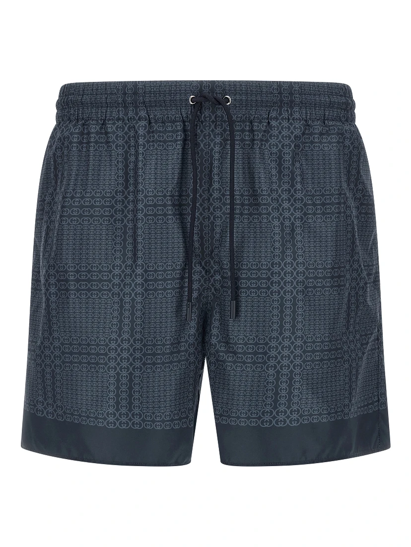 Blue Polyester Swim Shorts