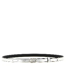 Silver Calfskin Thin Belt