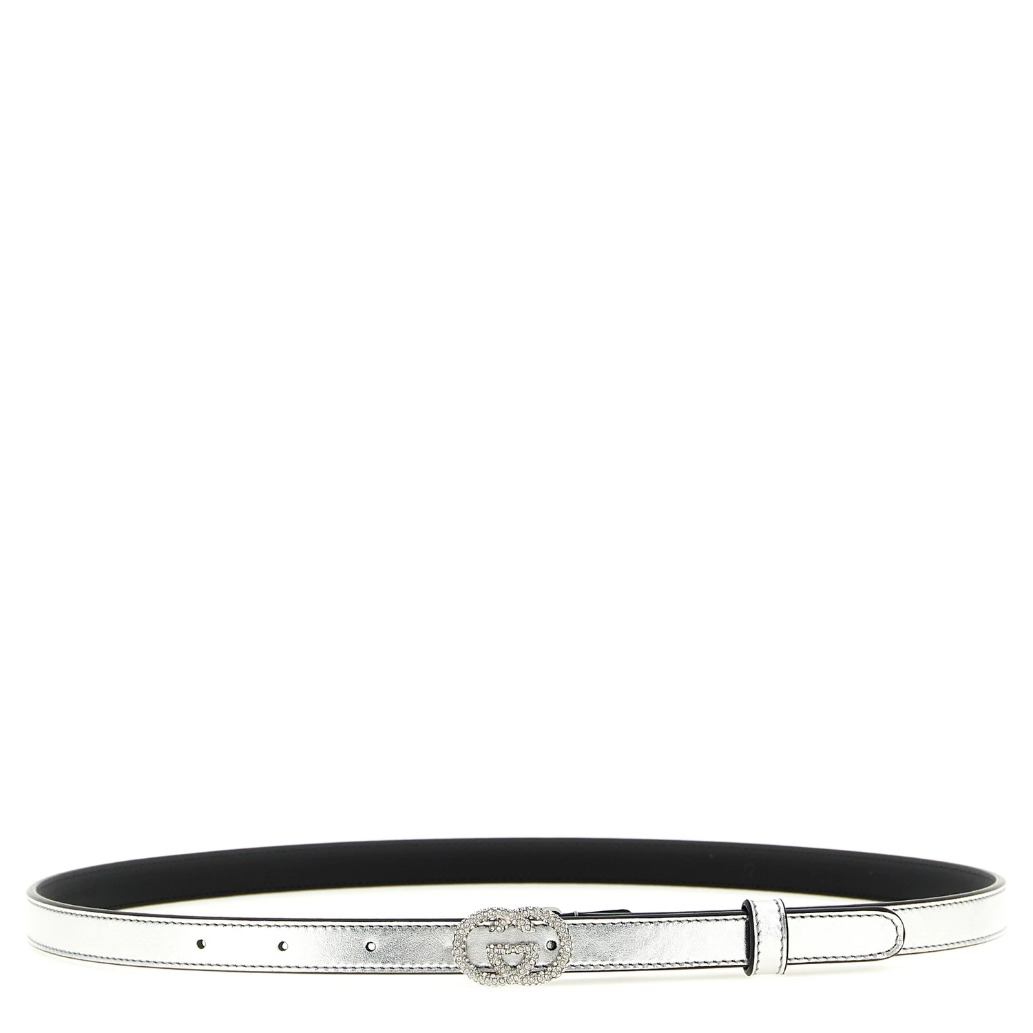 Silver Calfskin Thin Belt