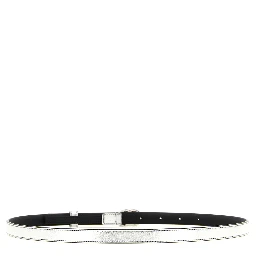 Silver Calfskin Thin Belt