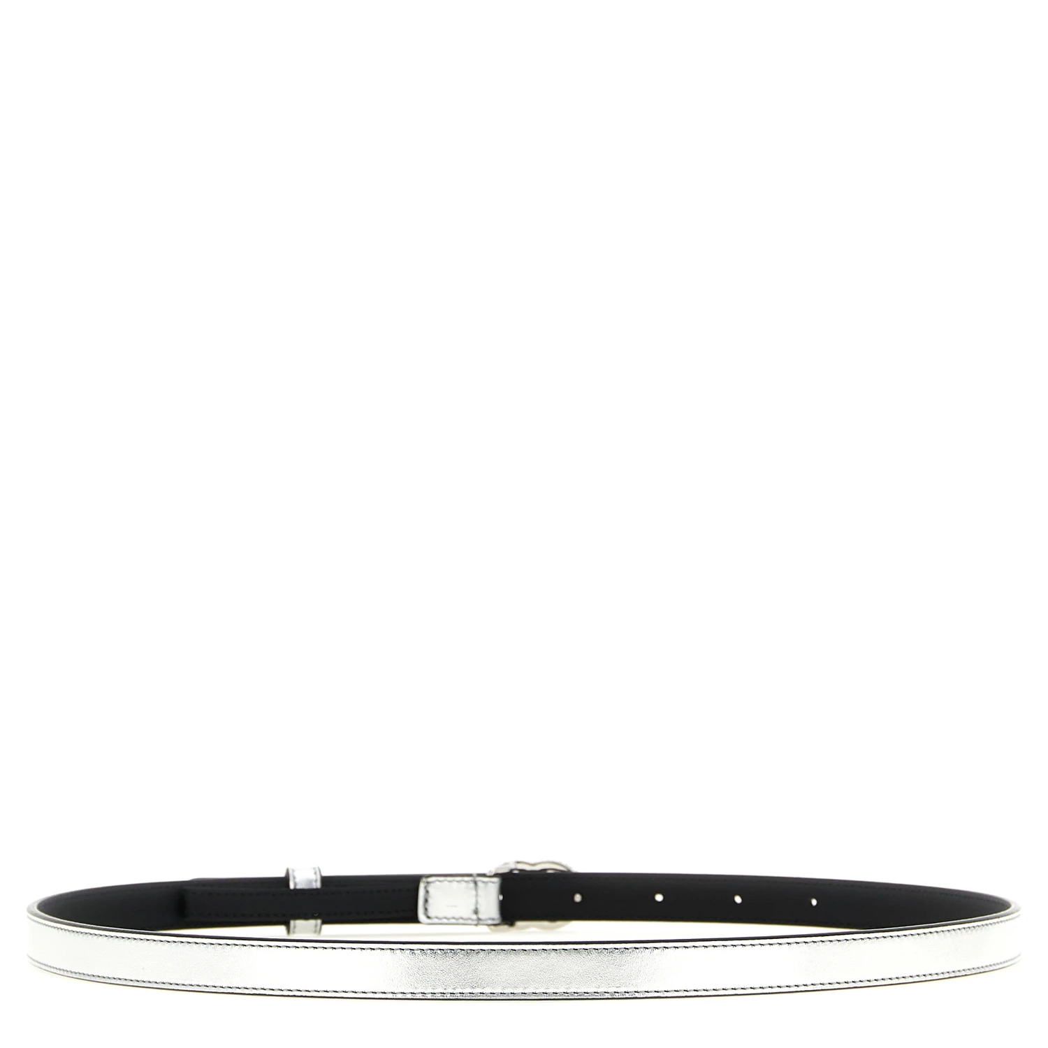 Silver Calfskin Thin Belt