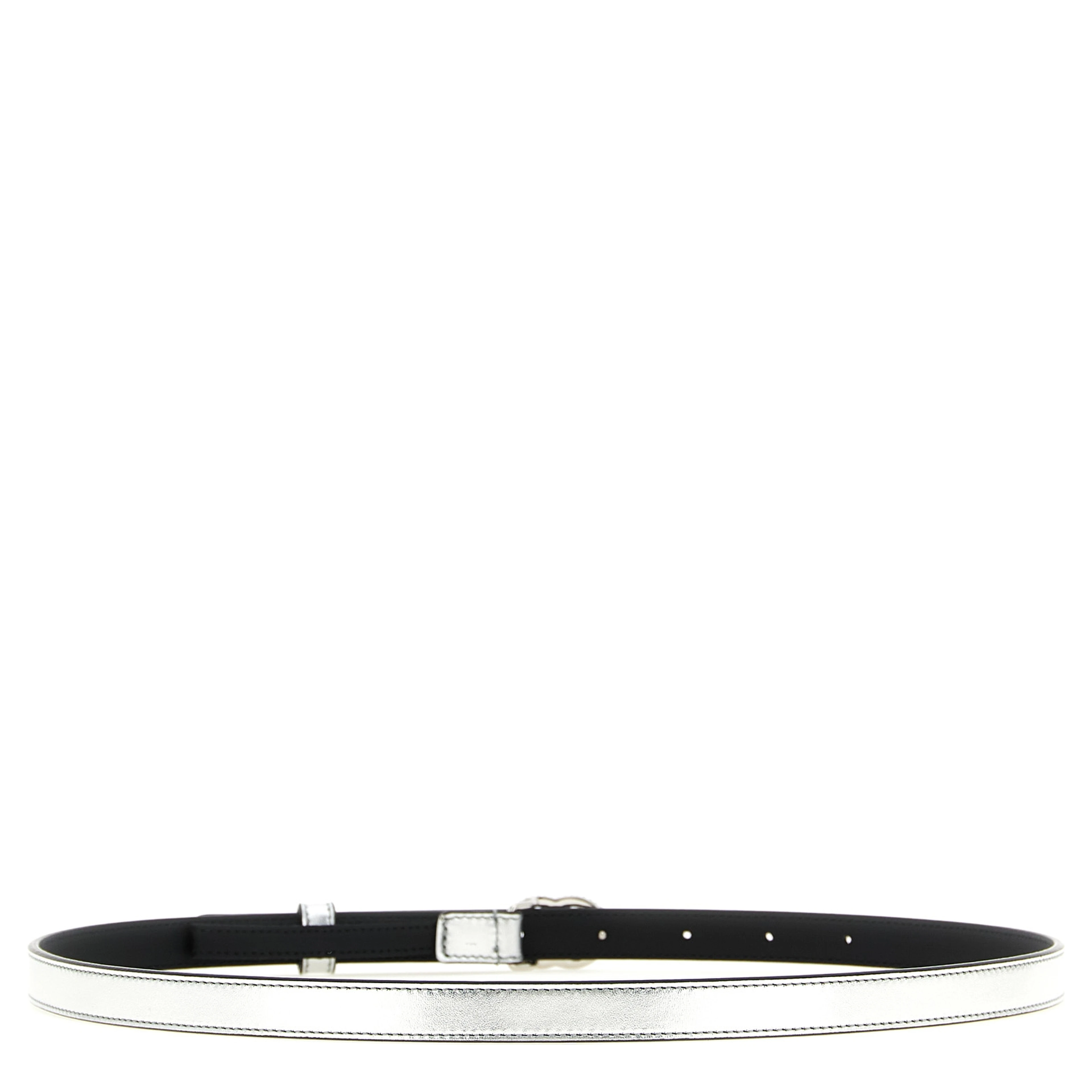Silver Calfskin Thin Belt
