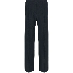 Blue Polyester Casual Pants