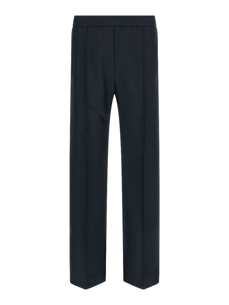 Blue Polyester Casual Pants