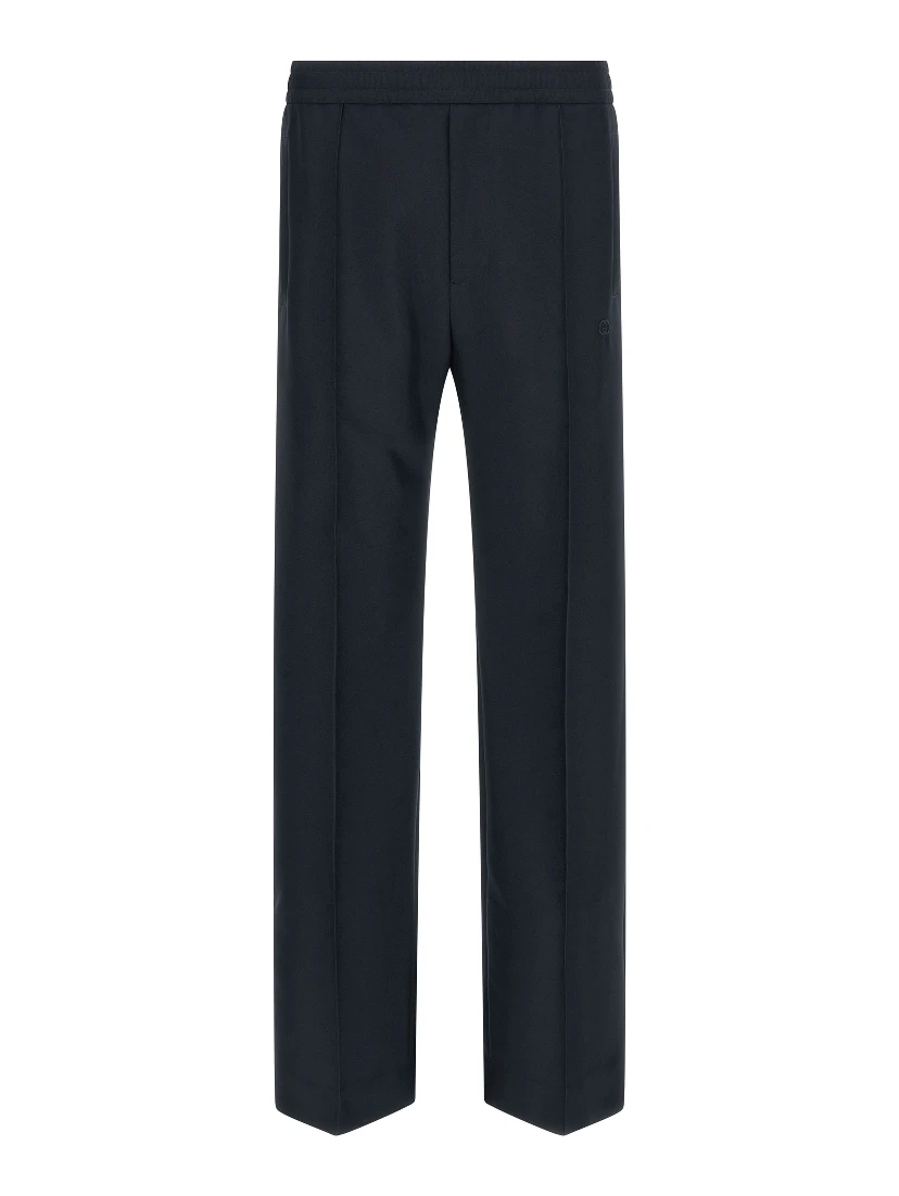 Blue Polyester Casual Pants
