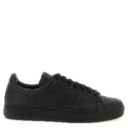 Black Leather Low Top Sneakers