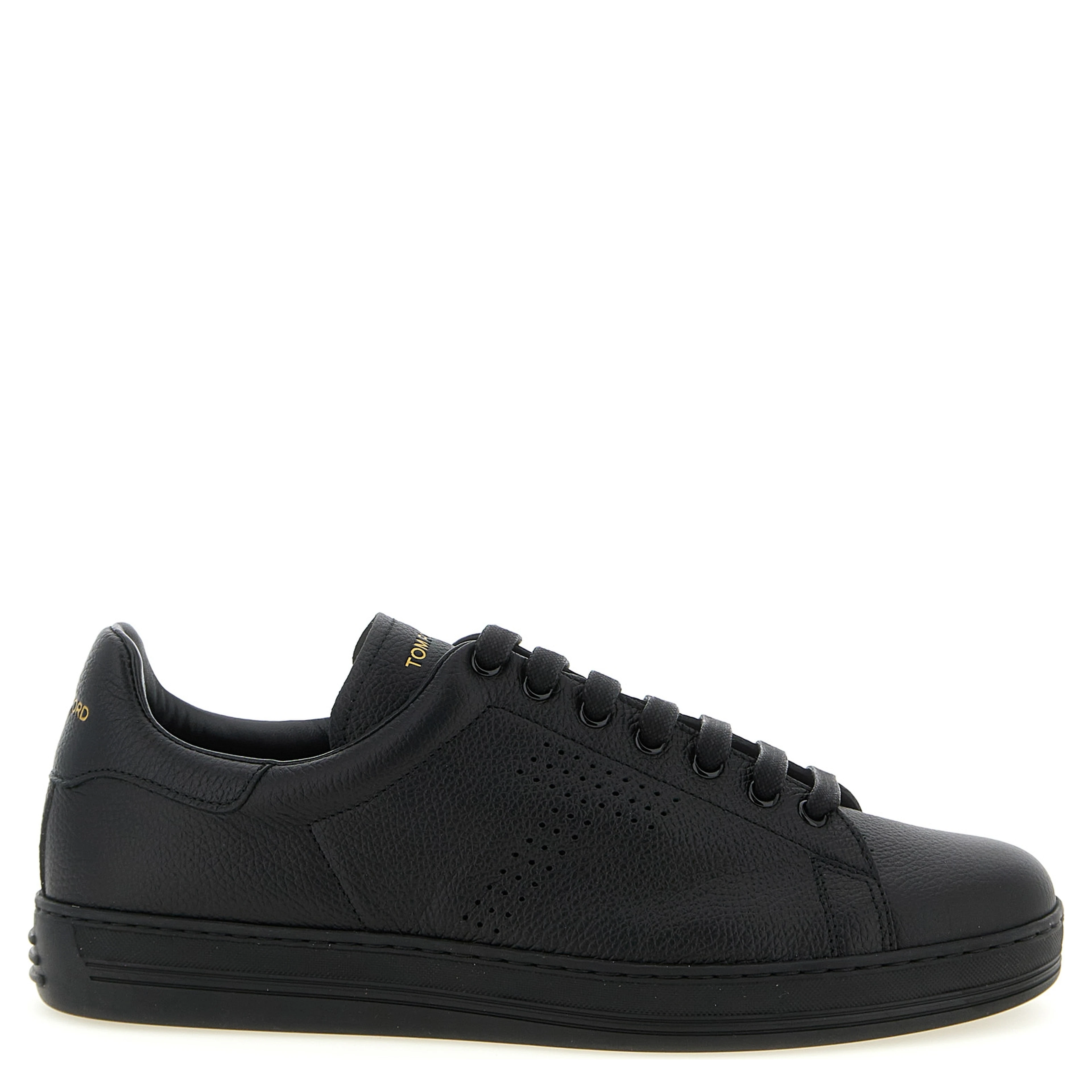 Black Leather Low Top Sneakers