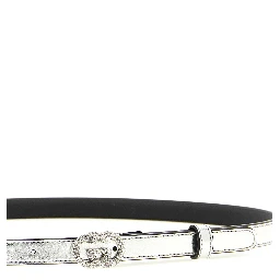 Silver Calfskin Thin Belt