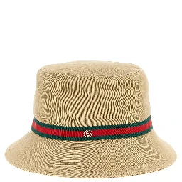 Beige Cotton Bucket Hat