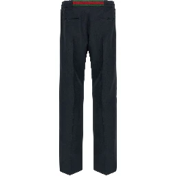 Blue Polyester Casual Pants