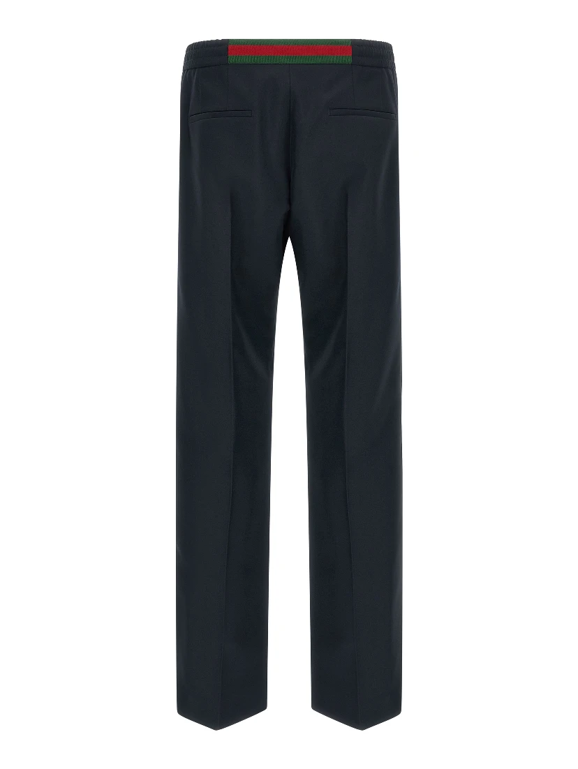 Blue Polyester Casual Pants