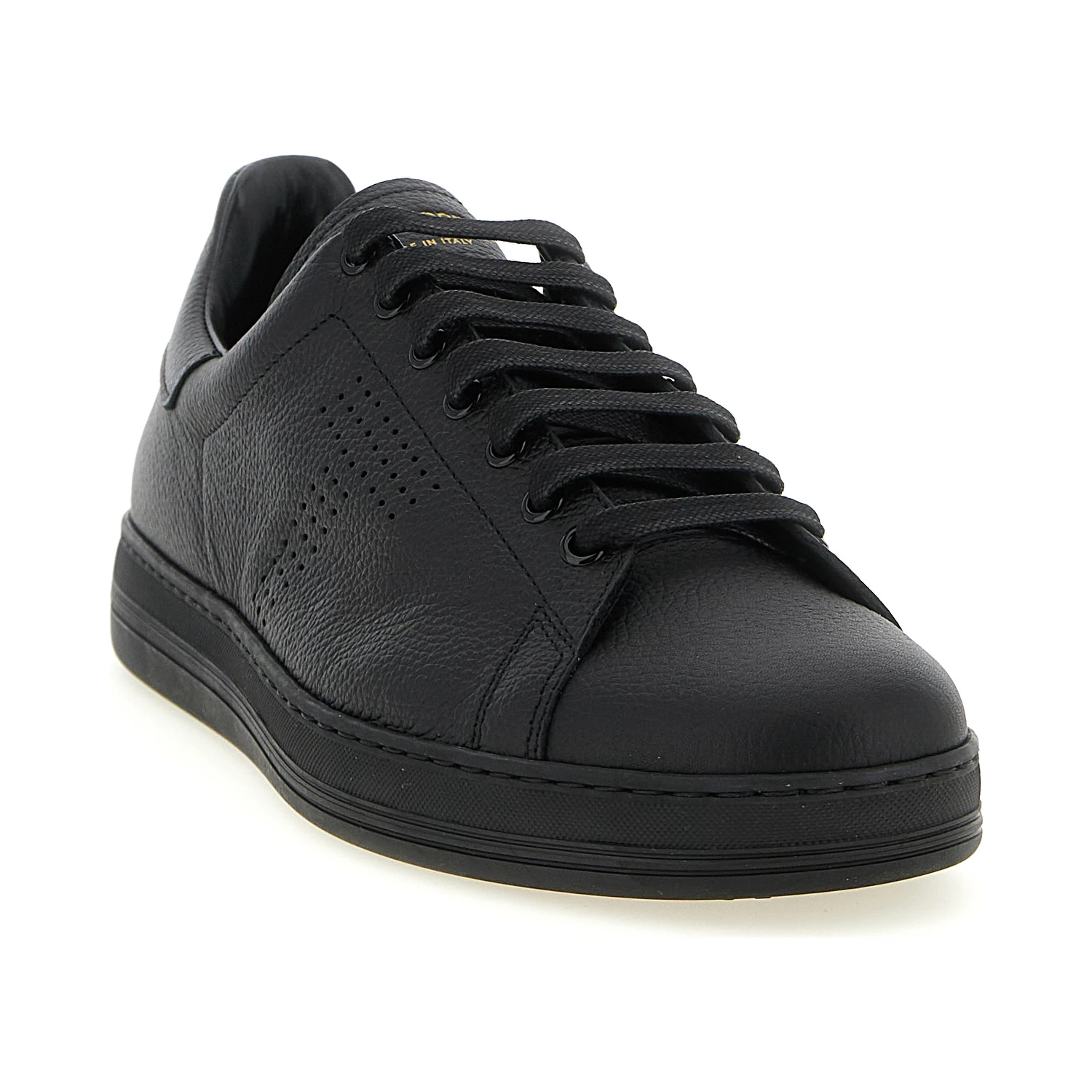 Black Leather Low Top Sneakers