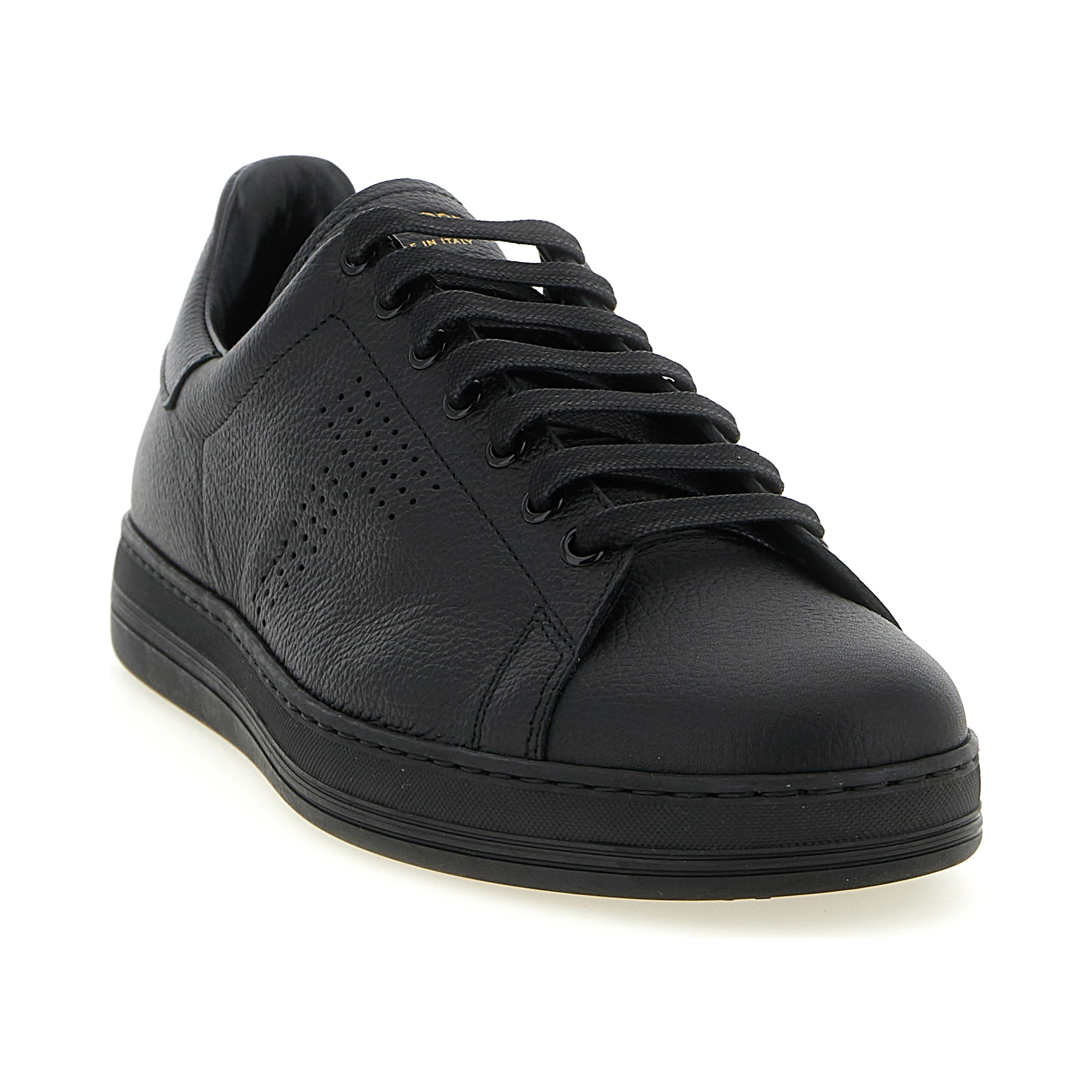 Black Leather Low Top Sneakers