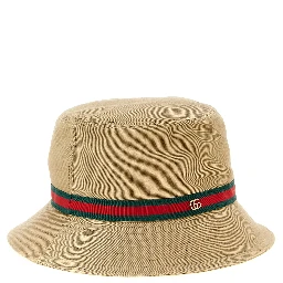 Beige Cotton Bucket Hat