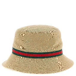 Beige Cotton Bucket Hat
